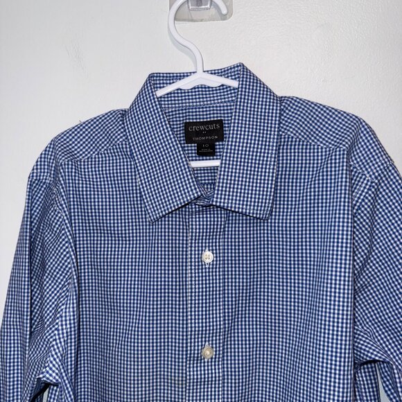 Crewcuts Thompson Boys Blue Gingham Long Sleeve Button-Down Shirt Size 10 - Picture 2 of 7